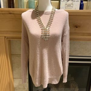 Market & Spruce blush pink back twist sweater.